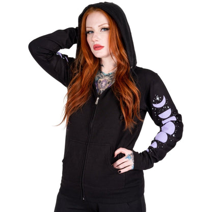 Too Fast | Purple Phases of the Moon Zip Up Hoodie Hooded Sweatshirt