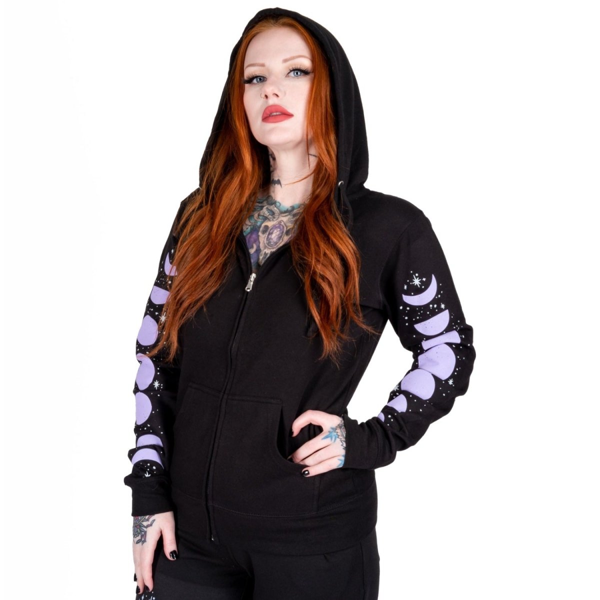 Too Fast | Purple Phases of the Moon Zip Up Hoodie Hooded Sweatshirt