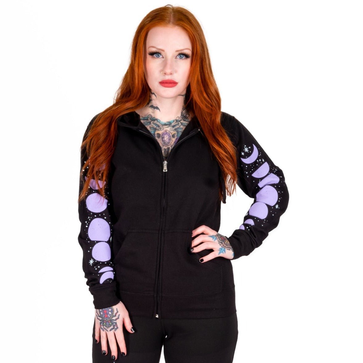 Too Fast | Purple Phases of the Moon Zip Up Hoodie Hooded Sweatshirt