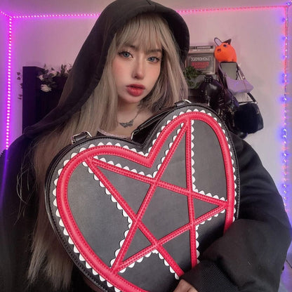 Too Fast | Red Pentagram Heart Shaped Handbag