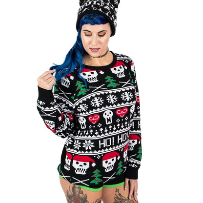 Too Fast | Santa Skulls Ho Ho Ho Knit Christmas Sweater