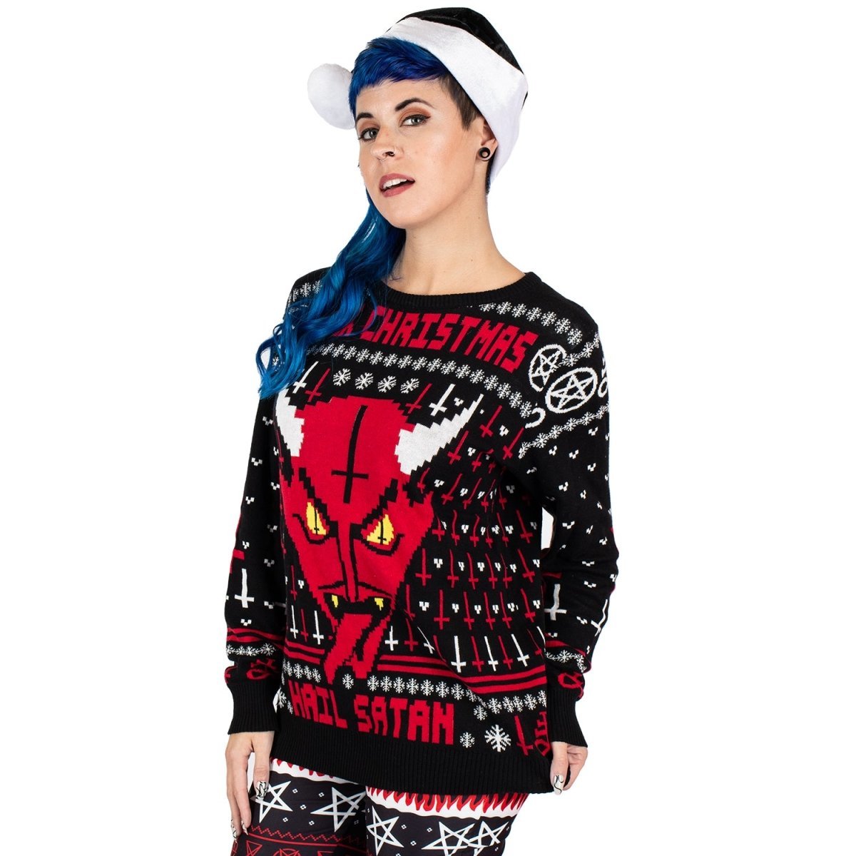 Too Fast | Satanic Demon Face Knit Christmas Sweater