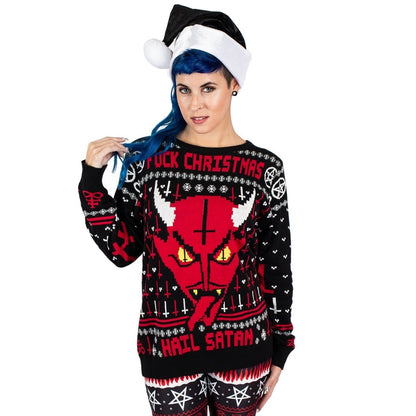 Too Fast | Satanic Demon Face Knit Christmas Sweater