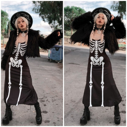 Too Fast | Skeleton Magick Maxi Dress