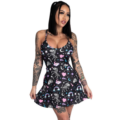 Too Fast | Skeleton Unicorns Skater Dress