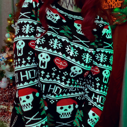 Too Fast | Skulls Ho Ho Ho Knit Christmas Sweater