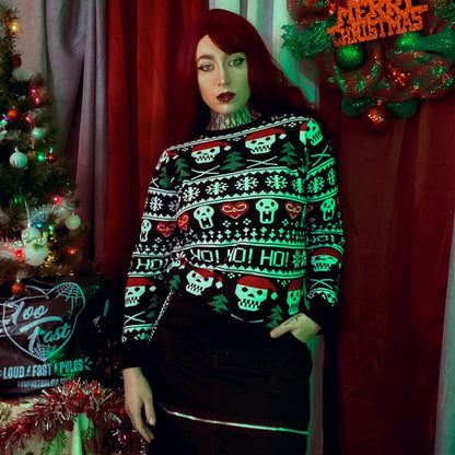 Too Fast | Skulls Ho Ho Ho Knit Christmas Sweater