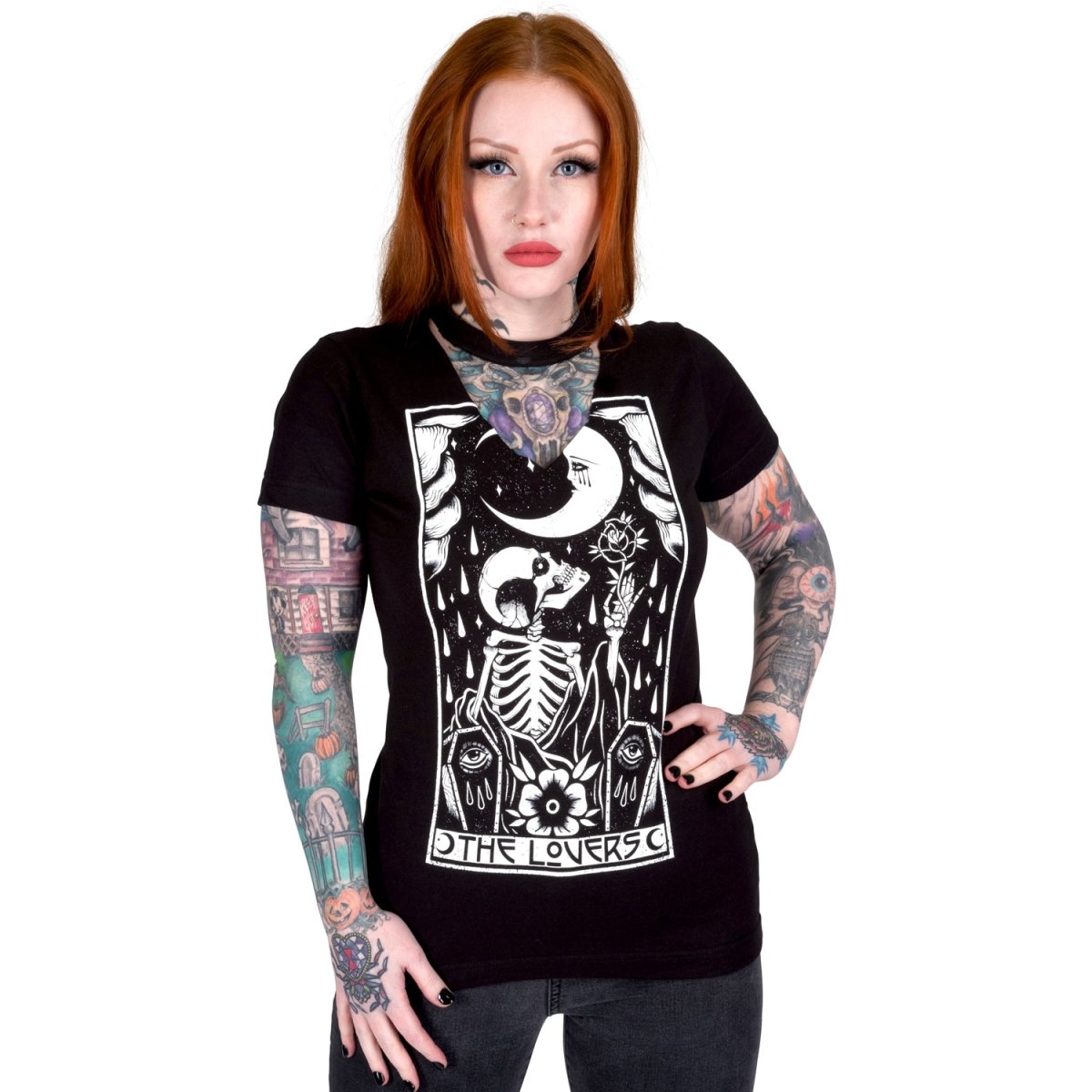 Too Fast | Tarot Skeleton Lovers Under the Moon Womens Graphic T Shirt