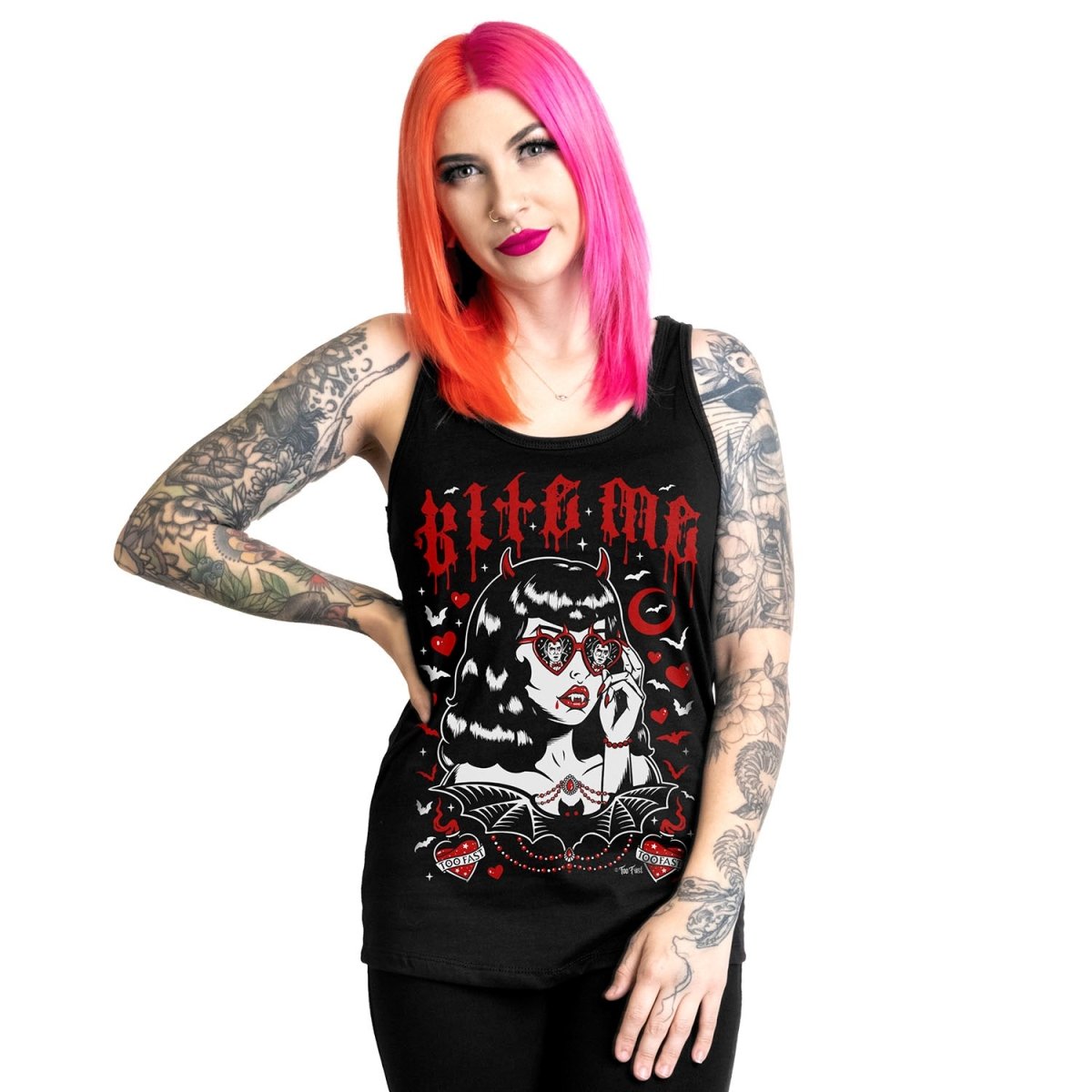 Too Fast | Vampira Bite Me Racerback Tank Top