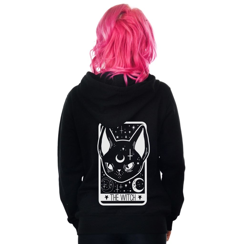 Too Fast | Zip Hoodie | Witchy Black Cat Tarot Card