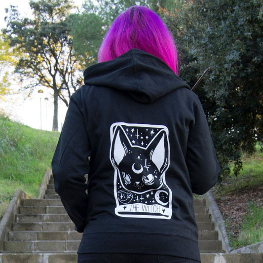 Too Fast | Zip Hoodie | Witchy Black Cat Tarot Card