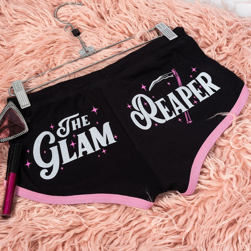 Pantalones cortos con ribete rosa de Glam Reaper