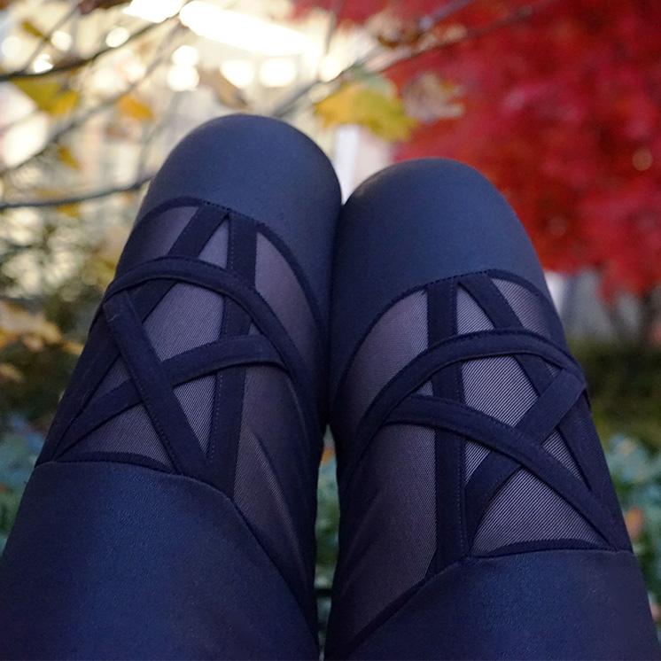 Too Fast | Pentagram Mesh Leggings | Black Glitter