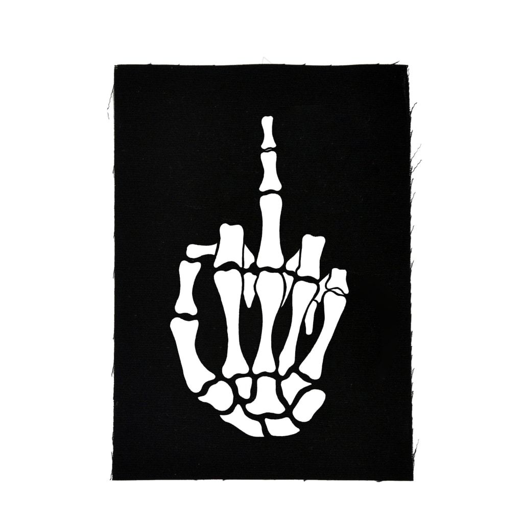 Too Fast | Punk Patch | Up Yours Skeleton Hand Middle Finger