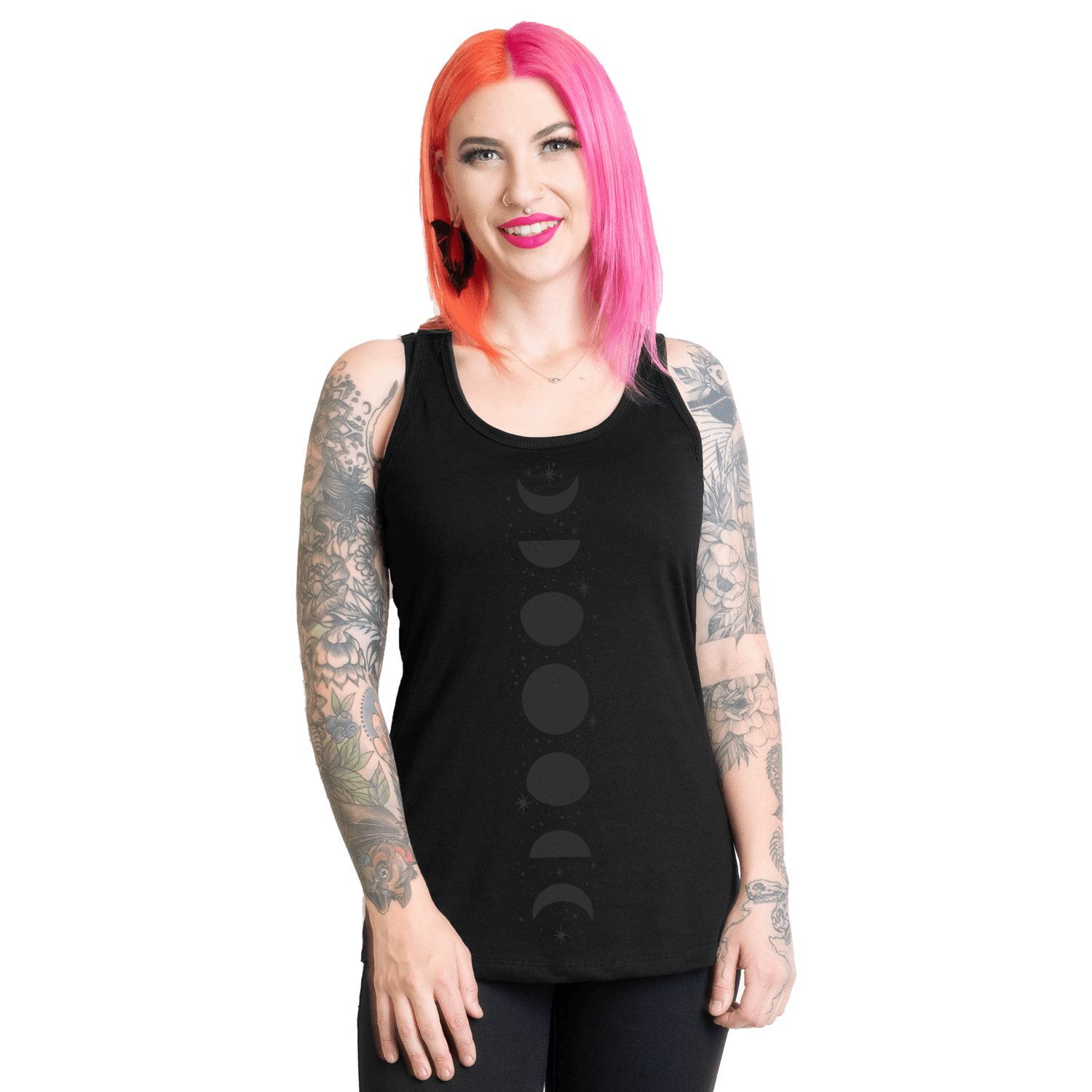 Too Fast | Racerback Tank Top | Blackout Phases Of The Moon & Stars