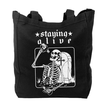 Too Fast | Barely Staying Alive Dead Skeleton Canvas Tote Bag