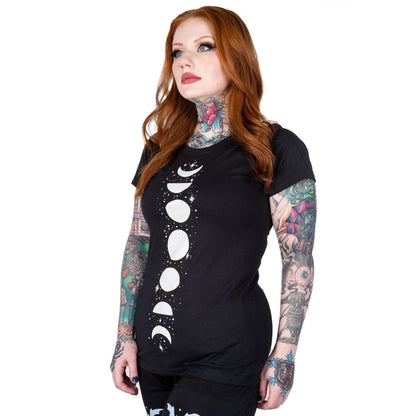 Too Fast | Bold Phase Of The Moon Black Graphic T Shirt