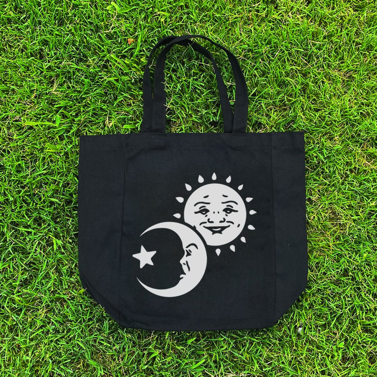 Too Fast | Celestial Sun and Moon Canvas Tote Bag
