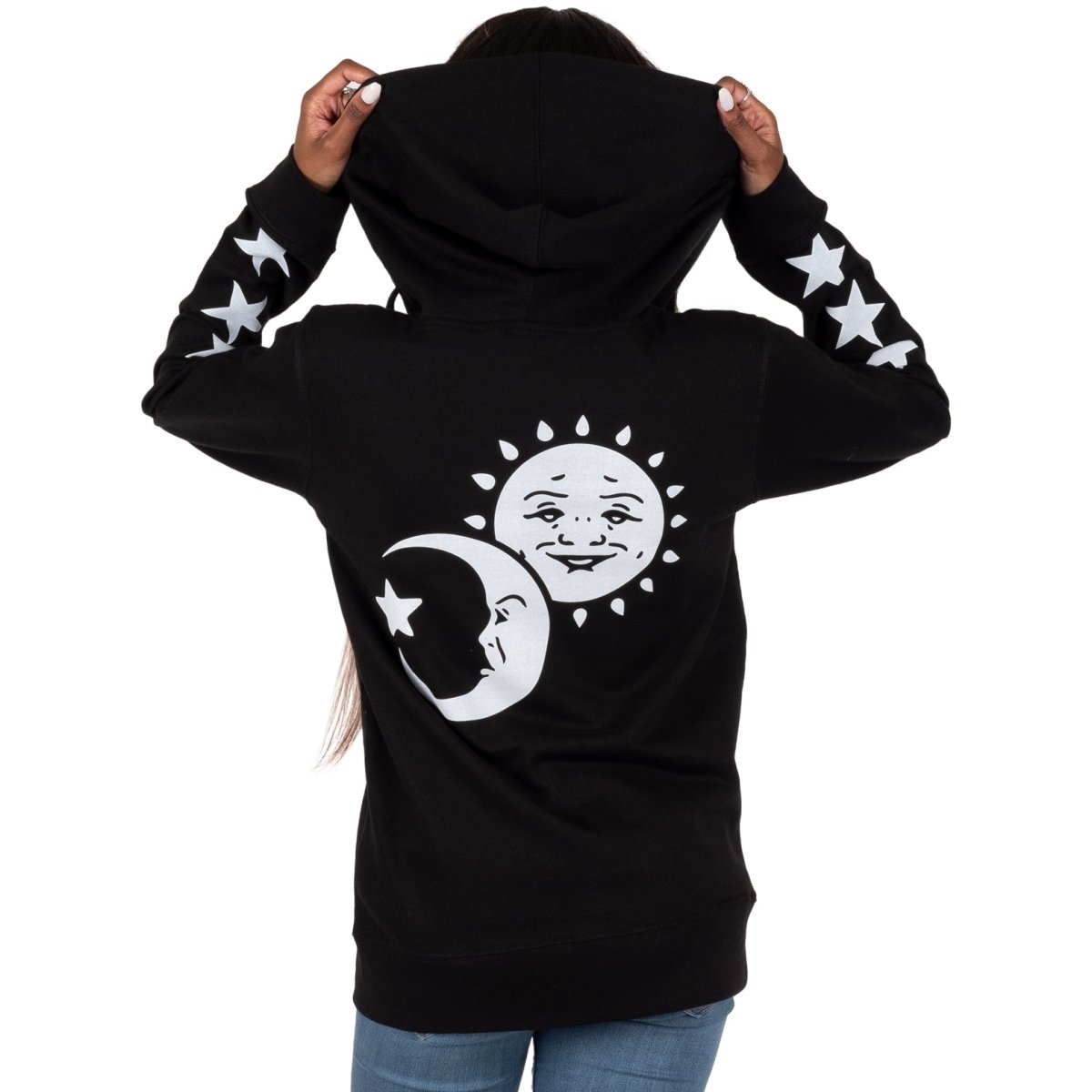 Too Fast | Celestial Sun and Moon Zip Up Hoodie Hooded Sweatshirt