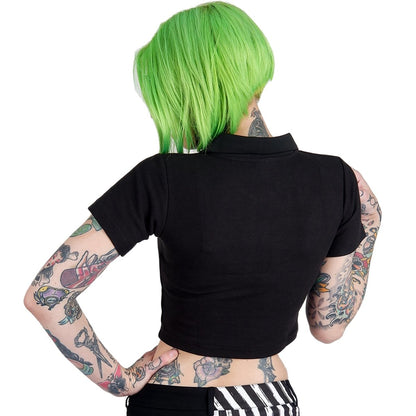Too Fast | Finish Me Coffin Polo Crop Top