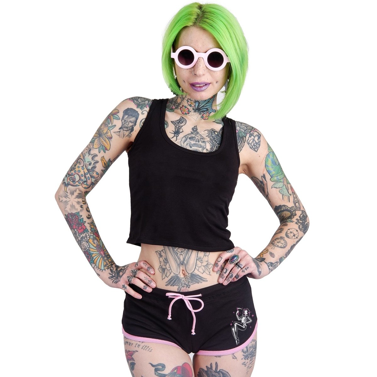 Too Fast | Glam Reaper Pink Trim Short Shorts