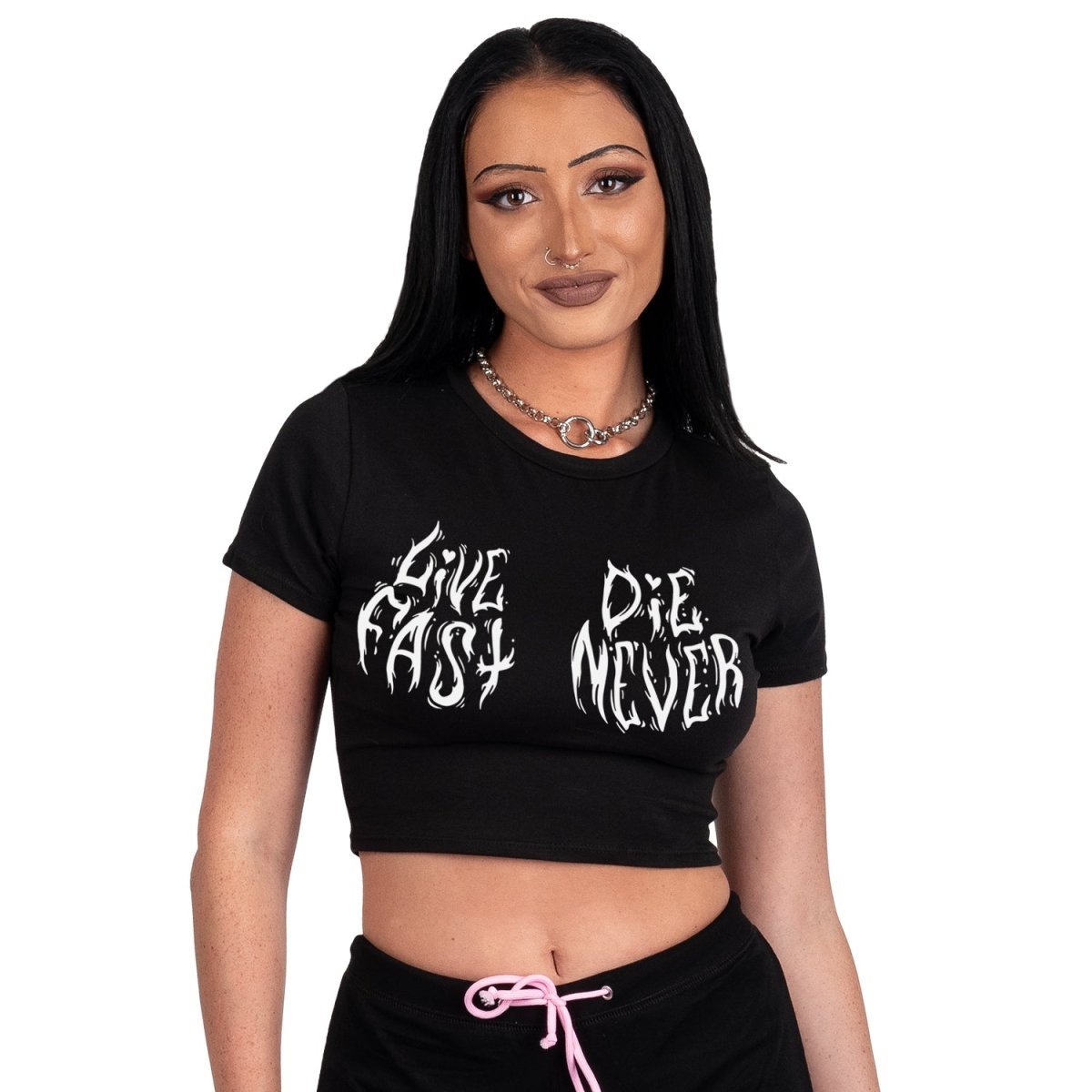 Too Fast | Live Fast Die Never Cropped Baby Tee