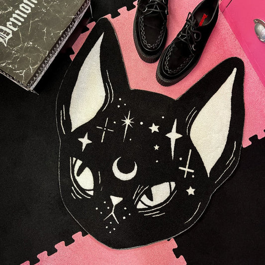 Too Fast | Loll3 Black Cat Shaped Accent Rug