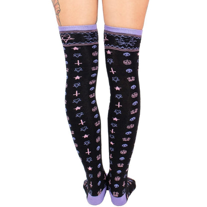 Too Fast | Merry Occult Christmas Knit Thigh High Socks