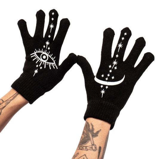 Too Fast | Occult Eye and Moon Winter Knit Gloves