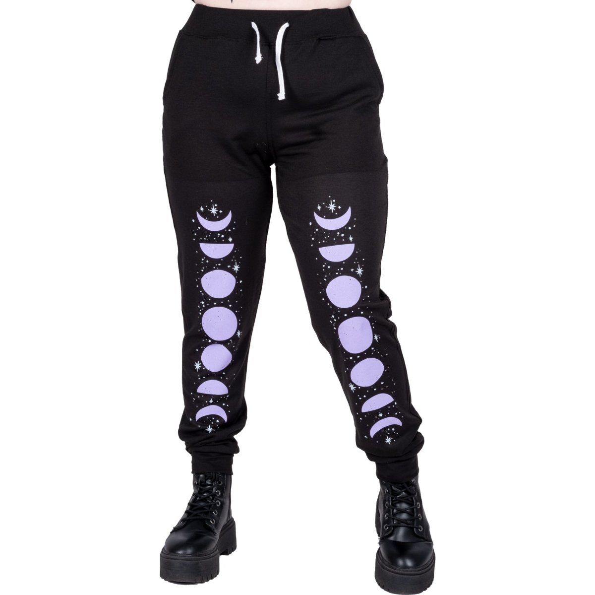 Too Fast | Phases of the Moon Black Sweatpants