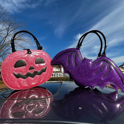 Too Fast | Purple Glitter Bat Purse Handbag