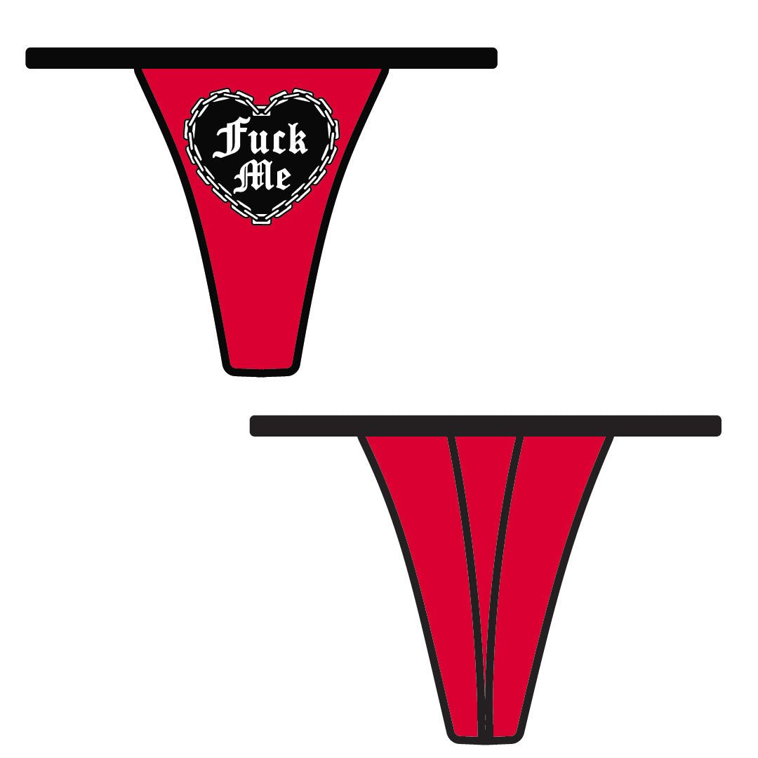 Too Fast | Red F Me Chained Hearts Thong Underwear