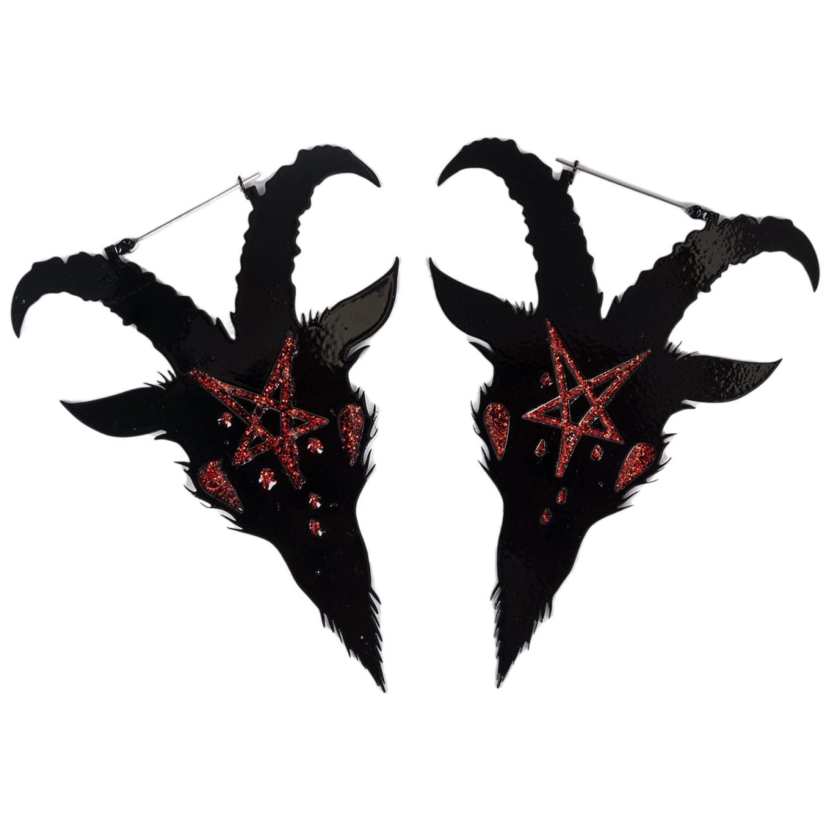 Too Fast | Red Pentagram Satan Hoop Earrings