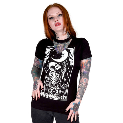 Too Fast | Tarot Skeleton Lovers Under the Moon Womens Graphic T Shirt