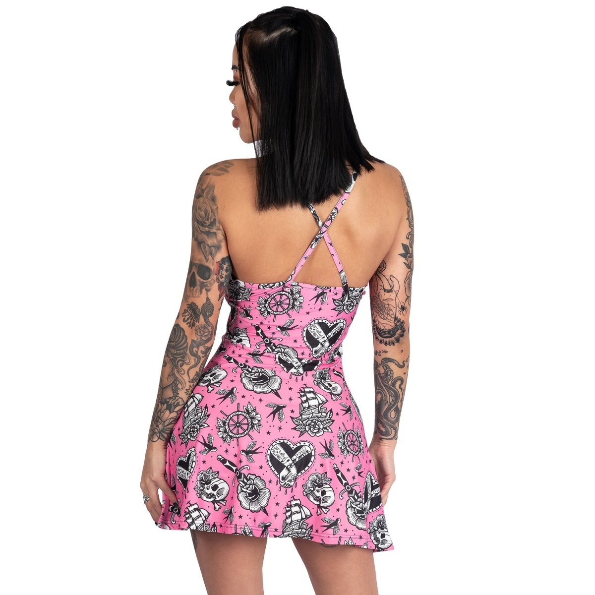 Too Fast | Tattooed Love Pink Skater Dress