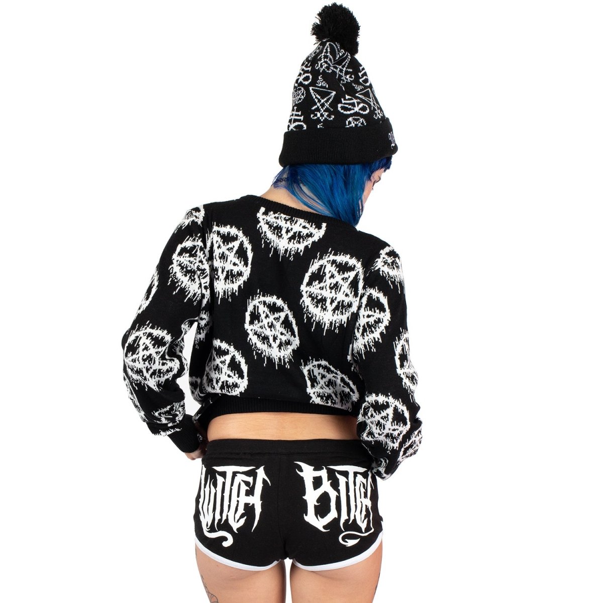 Too Fast | Witch Bitch White Trim Black Dolphin Shorts